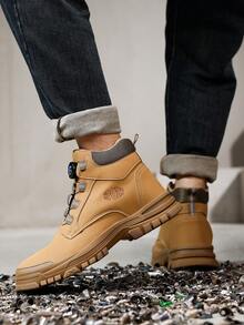 GUYISA 钢头安全鞋，防砸防刺，旋转智能扣，一秒快速穿脱，高帮，四季皆宜，橡胶鞋底，矿用及建筑工地靴，男士时尚高帮安全靴（此为中国尺码，国际尺码可能有所不同，此款尺码偏大，请选择小两码！） - 棕色 - 查看 6