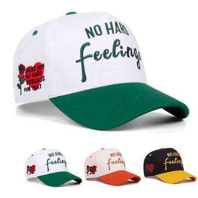 1 件“No Hard”玫瑰 3D 刺绣棒球帽，男女通用户外运动赛车休闲棒球帽，美式卡车司机风格