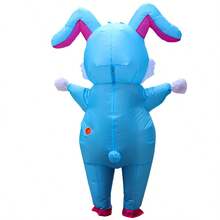 Funny Inflatable Rabbit Costume, Performance Costume, Fully Inflatable, Big Floppy Ears, Blue Rabbit Costume Prop - Multicolor - View 4
