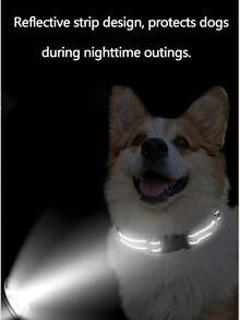 Reflective Nylon Dog Collar With Small Footprint Reflective Thread, Adjustable For Small, Medium & Large Dogs - Black - View 4