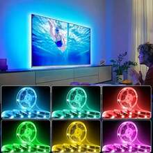 1 Confezione 1m/3 metri/5m/10m Striscia LED intelligente, Nastro LED controllabile tramite app e telecomando, Luci RGB sincronizzate con la musica, Adatto per camera da letto, casa, festa, decorazione per vacanze, con porta USB - Bianco - Visualizzare 5