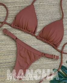 Polyamide Bikini With Lined Cups - S, M, L, XL - Rust Brown - View 3