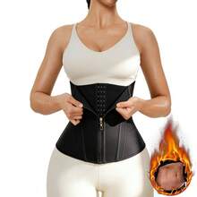 1pc Black Sauna Sweat Belt, Waist Trainer, Abdominal Compression Waist Cincher For Women - Black - View 1