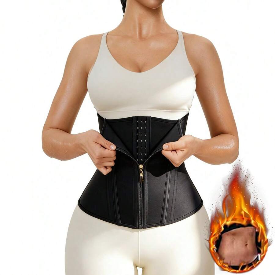1pc Black Sauna Sweat Belt, Waist Trainer, Abdominal Compression Waist Cincher For Women - Black - View 1