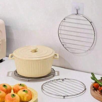 3 piezas/2 piezas/1 pieza Manteles individuales redondos aislados de acero inoxidable, protegen la superficie de la mesa y el mostrador de la cocina, adecuados para colocar ollas, utensilios de cocina calientes, bebidas, aislamiento térmico y reducción de temperatura