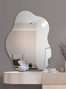 1pc Acrylic Mirror Wall Mounted, Bathroom Soft Mirror, Asymmetrical Cloud Shape Mirror, No Drill Makeup Mirror - Multicolor - View 2