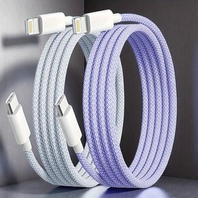 适用于 14、13、12、11 Pro Max 的快充混合编织 Type-C 转 Lightning 数据线，以及适用于 XS Max、XR、X、8、7、Plus、6S Plus 的 USB 数据线。这款快充 USB-C 转 Lightning 数据线，Type-C 接口，兼容 14、13、12、11 Pro Max、XR、XS、X、8、7、6 Plus、SE 等机型，也可用于车载 CarPlay。是女性节、生日庆祝的理想礼物。