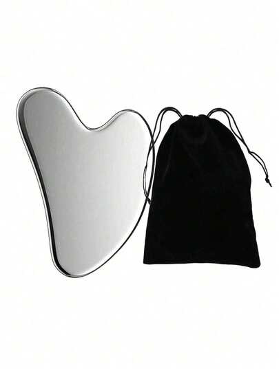 1pc Heart-Shaped Gua Sha Board, For Facial Massage, Portable Massage Board, Helps Relax Muscles, Stainless Steel Gua Sha Facial Tool - Facial Massage Tool - Smooth And Durable Metal Gua Sha Board For Face And Body, Can Reduce Swelling - Heart-Shaped Gua Sha Massage Board (Silver) Stainless Steel Gua Sha Facial Tool