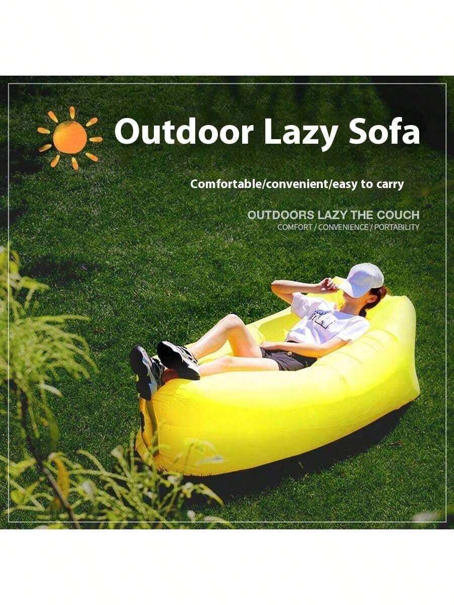 1 pieza Cama de aire con cojín de parque, sofá inflable perezoso para exteriores, cama inflable para siesta, cama de aire individual perezosa