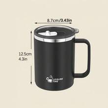1pc Stainless Steel Portable Sealed Office Coffee/Tea/Milk Cup With Lid, Travel Mug - Multicolor - View 3