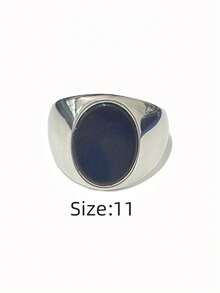 1 pieza Anillo de hombre minimalista casual ovalado, redondo, con diamante de imitación negros, hecho de acero inoxidable 316, chapado en oro de 18K por dentro y por fuera, impermeable e hipoalergénico, adecuado para hombres con estilo minimalista clásico - Anillos ovalados/redondos para hombre - Ver 22