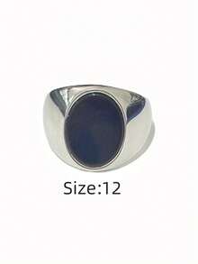 1 pieza Anillo de hombre minimalista casual ovalado, redondo, con diamante de imitación negros, hecho de acero inoxidable 316, chapado en oro de 18K por dentro y por fuera, impermeable e hipoalergénico, adecuado para hombres con estilo minimalista clásico - Anillos ovalados/redondos para hombre - Ver 36