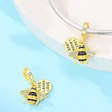 A Silver Plated Gold Animal Series - Lion, Leopard, Bee, Elephant Pendant Suitable For 3mm Bracelet Bracelet, DIY Beads, Ladies' Fashion Jewelry Festival Birthday Gift - Gold - View 11