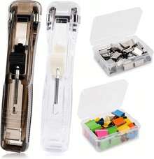 Portable Paper Clam Clip Dispenser, Paper Clam Clip Dispenser With Paper Clam Clip Refills, Push Stapler, Paper Encryption BZJD - Mix Color 50Pcs - View 2