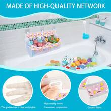 Hộp đựng đồ chơi tắm nằm ngang 2 ngăn, giá đỡ có thể mở với túi bên hông để đựng các sản phẩm tắm, lưới giúp dễ dàng lấy, cất giữ và sắp xếp đồ chơi tắm gọn gàng. - Hồng - Mặt Trời Nhỏ - Xem 3