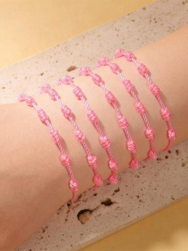 6 قطع سوار عقدة الحظ البسيطة اليدوية، مناسبة للرجال والنساء والأزواج والأصدقاء، للارتداء اليومي المتعدد الاستخدامات أو كهدية محظوظة