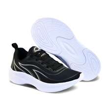 Breathable Lightweight Mesh Sports Shoes | Soft Cushioning | Non-Slip Sole | Gym, Running, Walking | Men's/Women's - 黑/灰 - 查看 3