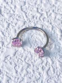 20G(0.8mm)/18G(1.0mm) Aro de nariz de herradura de 8mm con gemas roscadas internamente y soporte de bola gratis - Plateado - Ver 14