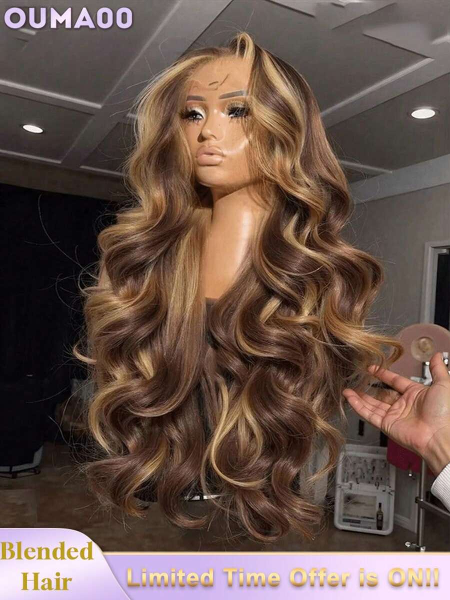 200% High Density Body Wave Wig - 34 Inch 13x6 HD Lace Front Human Blended Hair, Pre-Plucked Glueless Frontal Wig With Baby Hair, Ultra Full Voluminous Curls For Women, No Glue & Ready To Wear