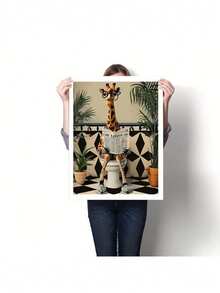 Bộ tranh vẽ theo số bằng sơn acrylic tự làm (kích thước người lớn) - Không khung, kích thước 12"X16", họa tiết "Hươu cao cổ trên bồn cầu", vải canvas in màu sắc nét, bao gồm sơn và cọ vẽ, lý tưởng cho người mới bắt đầu, tuyệt vời để trang trí nhà cửa và làm quà tặng độc đáo. - Nhiều màu - Xem 8