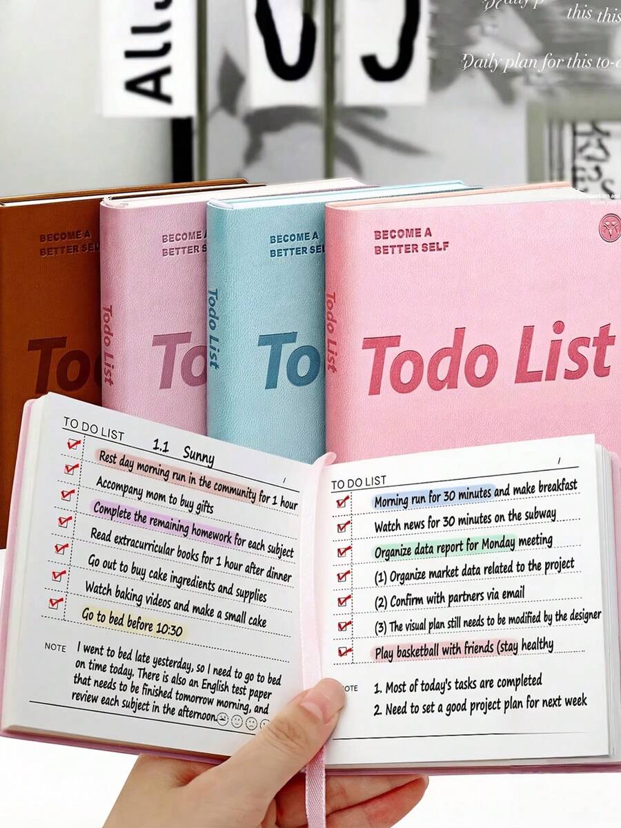 100 Pages Per Book - New Year's Perfect Plan Book, The Self-Discipline Companion In Your Pocket The Joyful Guide To Completing Todo List - Purple, Coffee, And Blue PU Leather Covers, A Small And Exquisite Planning Book, A Double-Sided Diary And Note-Taking Notebook Essential For Office And Study, A Hand-Bound Journal