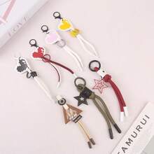 7 Pieces Of PVC Soft Rubber Dopamine Star Heart Hanging Rope Car Keychain, Keychain Accessories, Bag Pendant - Multicolor - View 2