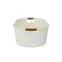 Homes & Gardens - Vanilla White Medium Oval Galvanized Tub BH24100108683F9, 20.27 In L X 11.22 In W X 5.7 In H - Single - View 3
