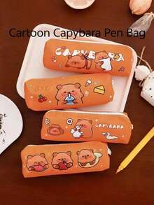 1pc Water Vole Pencil Case, Large Cute Student Gift, Back To School Stationery Storage Bag - Multicolor - View 2