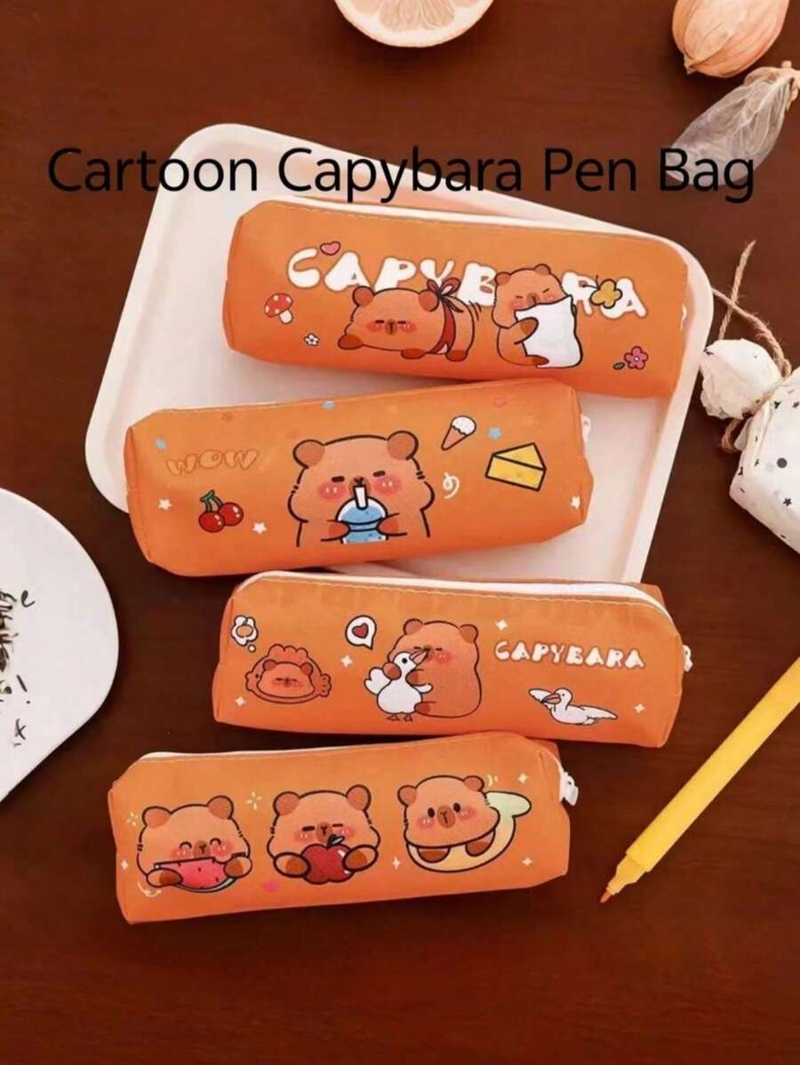 1pc Water Vole Pencil Case, Large Cute Student Gift, Back To School Stationery Storage Bag