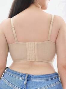 Plus Size Strapless Bra - Sheer Mesh Panels, Supportive & Comfortable Fit, Suitable For Formal Occasions And Everyday Wear - Beige - View 8