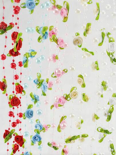 78.7 Inch/2m Rose Pearl Leaf Beaded Garland Ribbon, Handmade Decor DIY Accessory For Wedding Party Home Gift Wrapping