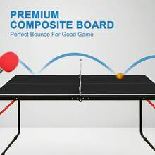 4.5ft Black Table Tennis Table Foldable & Portable Ping Pong Table Set With Net And 2 Ping Pong Paddles For Indoor Outdoor Game - Black + MDF - 查看 4