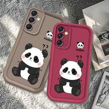 1pc Gradient Frame Dopamine Matte Cute Panda Heart Pattern Phone Case, Minimalist Design, Soft Cartoon Style, Perfect Protection For Honor X7/Galaxy A56 5G/ Smart 8/ Hot 40/Transsion Spark 30C/Spark Go 2024/ Note 14 5G/ E22/E22i/ A54 - Burgundy - View 3