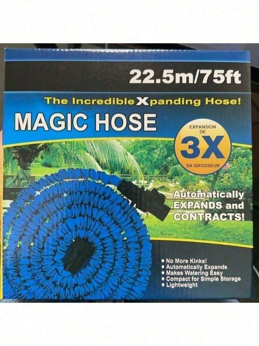 1PC 75FT Explosion-Proof Magic Expandable Water Hose, High-Strength Anti-Burst Material, Dual Use For Car Washing & Plant Watering, Retractable Compact For Easy Storage - 1pc - 查看 1