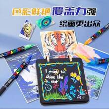 168色双头丙烯马克笔，超级易用，必备单品。液体丙烯马克笔，颜色均匀无异味，适用于涂鸦、办公和绘画。高端马克笔套装，笔尖柔软，适用于岩石、木材、塑料、织物绘画和DIY工艺品，专业艺术绘画用途。 - 168套雙頭 - 查看 5