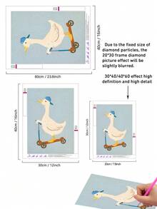 |5D DIY Diamond Painting|Playful White Goose On Scooter With Blue Cap DIY Diamond Art Kit, Cheerful Minimalist Goose Character, Bright Blue Cap And Scooter Handlebar Accents, Warm Brown Scooter Base, And Soft Pale Blue Background. Handmade Decorative Painting, 5D DIY Embroidery Mosaic Art, Make Your Own Wall Art DIY, Enjoy The Fun Of Hands-On, The Best Gift For Friends - No Frame - View 4