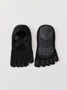 1 đôi tất ngón chân màu trơn dành cho nữ, tất thể thao và khiêu vũ không gót với quai chéo, đế silicon chống trượt, thích hợp cho yoga trong nhà và pilates. - Nhiều màu - Xem 8