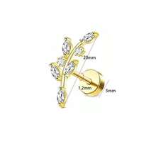 12pcs/Set Gold Stainless Steel Stud Earrings, Round Barbell Earrings With 4-Prong Cubic Zirconia - Multicolor - View 4