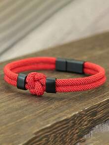 diffone 时尚手工编织4毫米绳花结手链黑色磁性男士臂环手镯手镯饰品 - 男士手繩手鐲 - 查看 10