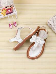 Sandalias de tiras con lazo para niñas, adecuadas para salidas diarias en primavera y verano - Blanco - Ver 3