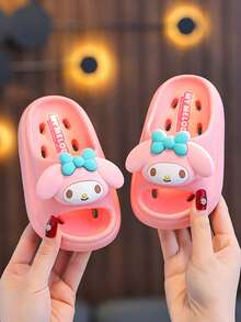 SANRIO 1 đôi dép hoạt hình cho trẻ em, dép mùa hè thoáng khí chống trượt cho bé gái, dép đi trong nhà tắm đế mềm cho trẻ nhỏ - Hồng - Xem 5