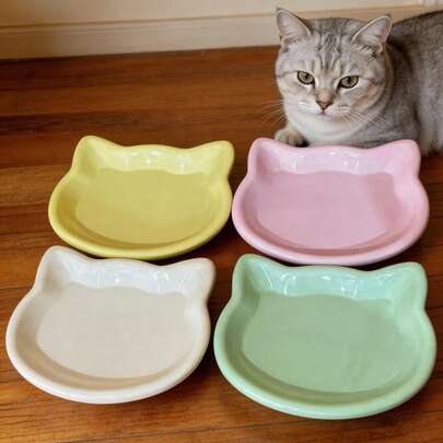 4/8pcs Plastic Cat Bowls, Multicolor Cat Ear Shaped Pet Bowls, Suitable For Cats And Small Dogs, Can Hold Pet Food/Treats And Water, Easy To Clean, Great Gift For Girlfriend Or Pet Friends