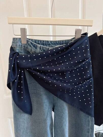 1pc High-Quality Fashion Polka Dot Triangle Scarf, Suitable For Work, Formal Occasions, Neckwear, Shawl, Decoration, Belt, Mini Skirt And More