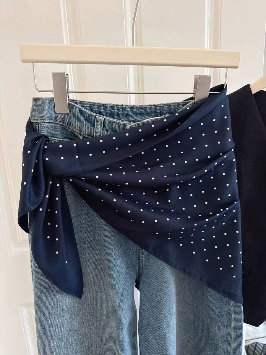 1条高品质时尚波点三角围巾，适合工作、正式场合、领饰、披肩、装饰、腰带、迷你裙等。 - 彩色 - 查看 1