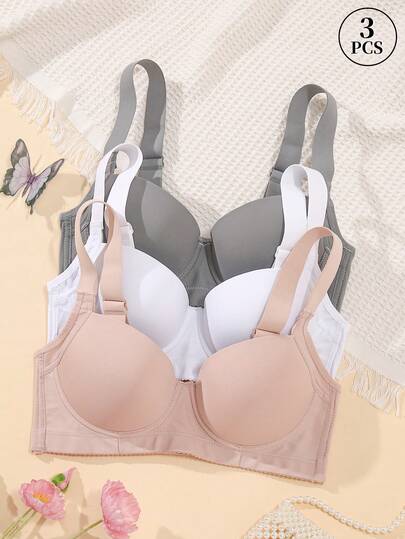 mimilemon 3件装女士提拉文胸 - 宽肩带，提拉，侧支撑，舒适时尚，全罩杯设计，全天自信满满