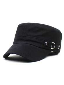 1 Stück/2 Stücke Unisex Nieten Militärmütze, flacher Baseballcap mit 3-Knopf-Schirm, geeignet für Outdoor, Wandern, Urlaub, Alltag - Verschiedenfarbig - Übersicht 3