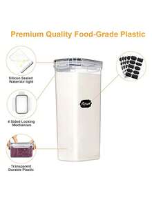 12/15pcs Sealed Food Storage Containers With LIDS, Plastic Kitchen Pantry, Dry Cargo Jars Of Lactose, Grain, Flour, Sugar, Labeled, Labeled, Dishwasher , Household Kitchen Items, Food Storage Jars And Condiment Jars,Vanity,Gifts,Gifts For Women - 黑與白 - 查看 7