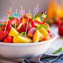 [Quantity] Pcs Butterfly Bamboo Skewers, Suitable For Scenes (Party, Wedding, Spring Theme Events, Catering) And Uses (Fruit, Desserts, Appetizers) - Multicolor - View 3