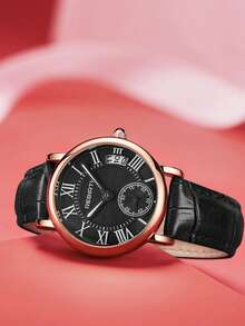 REBIRTH 1条女士时尚真皮腰带，简约学院风罗马刻度显示休闲手表，适合日常佩戴 - 均碼 - 查看 8