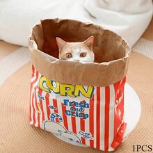 Sturdy And Entertaining Pet Toy: A Cartoon Popcorn Bag For Engaging And Playing With Your Cat Or Dog - No Batteries Needed - túi bỏng ngô - Xem 1